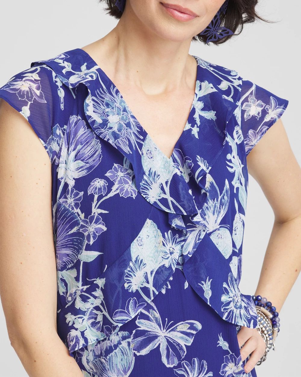 Fit and Flare Chiffon Ruffle Dress | Chico's